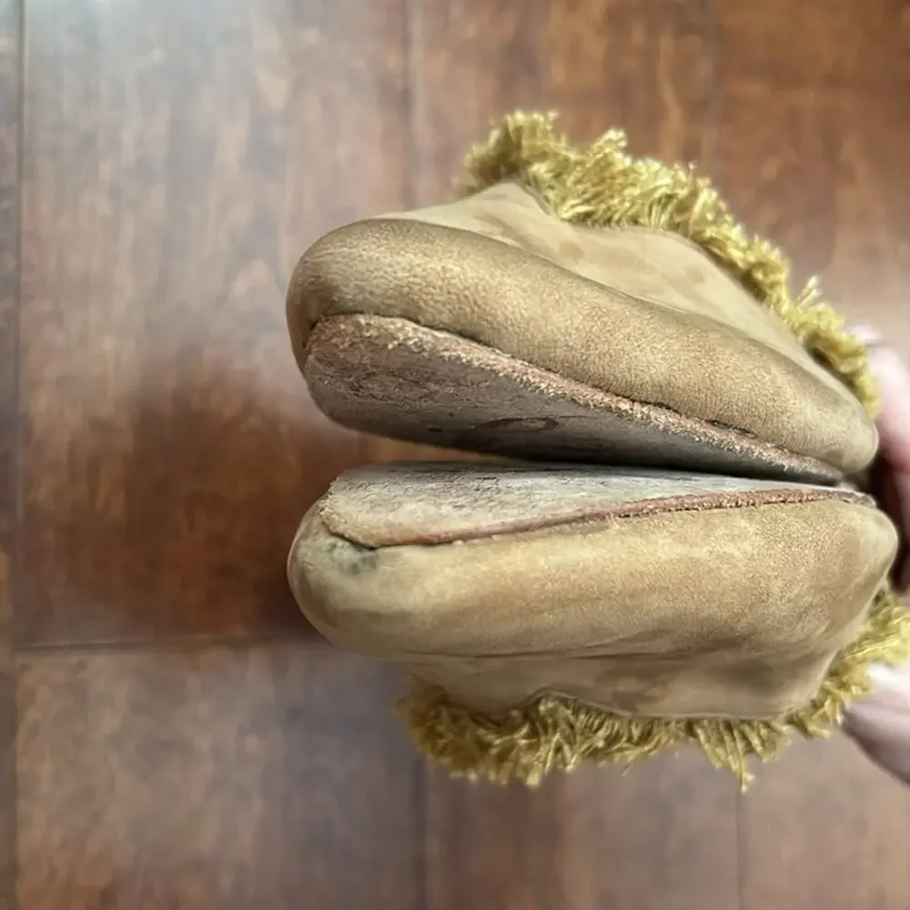 Free People Newport Fringed Mules, Tan Suede, Size 37